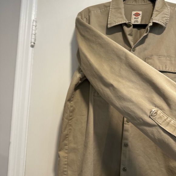 Dickies XL TALL Industrial Heavyweight Long Sleeve Men's Shirt Beige. Workwear. - Picture 10 of 11